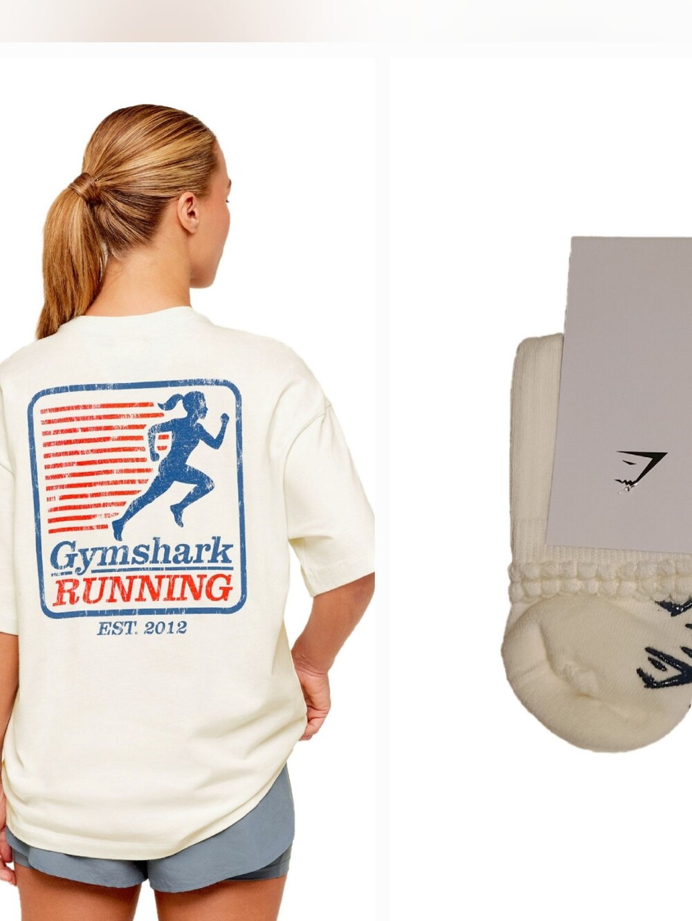 NEW Gymshark Run Club Graphic Oversized T-Shirt + Pilates Socks Bundle | L | NWT